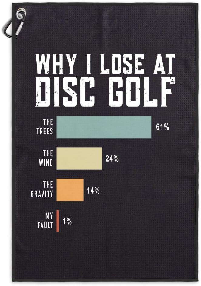 Msticey Microfiber Disc Towel - 'Why I Lose' Print for Disc Golf Fans, Men & Women Accessory - Image 1